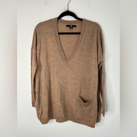 Hudson's Bay Moon Women's Sweater Pullover Merino wool Side slit Brown Size XS - Picture 15 of 16